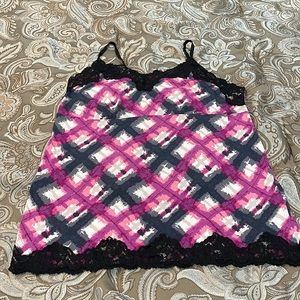 Lane Bryant cami (black, pink and white) with lace